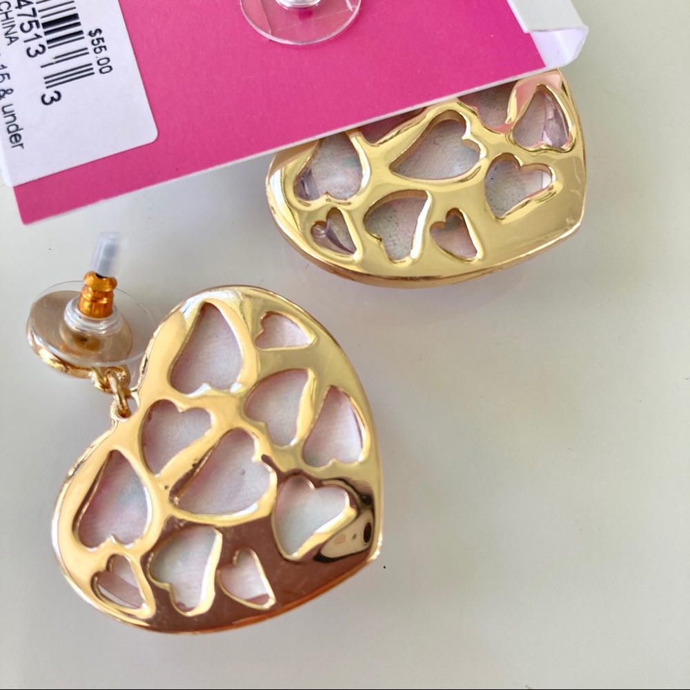Betsey Johnson XOXO heart drop earrings lips gingham dice NWT 387210C651 pink - Picture 4 of 7